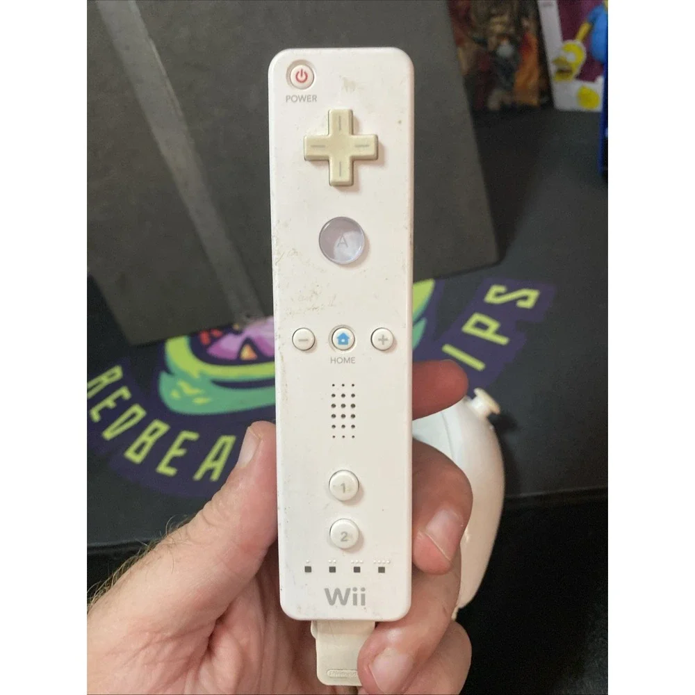 Nintendo Wii Controller White RVL-003 W/ Nunchuk- Tested A1